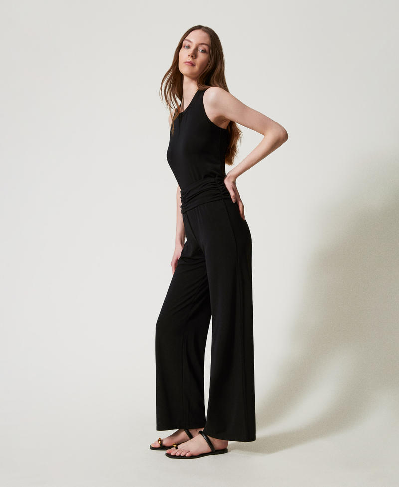 Palazzo trousers with drape Black Woman 251LB2HCC_00006_02
