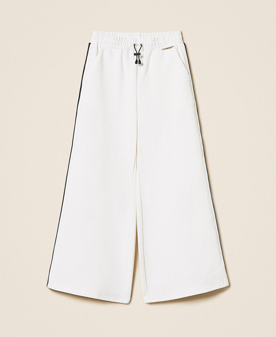 Weite Sweathose mit Streifen Mattwei&szlig; M&auml;dchen 261GJ2231_00526_S0