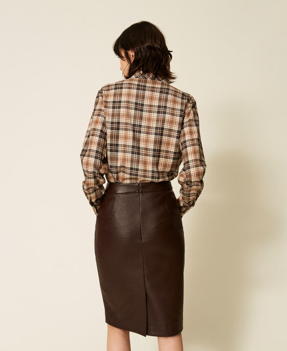 Faux leather midi skirt Chocolate Plum Woman 262AP2293_13655_03