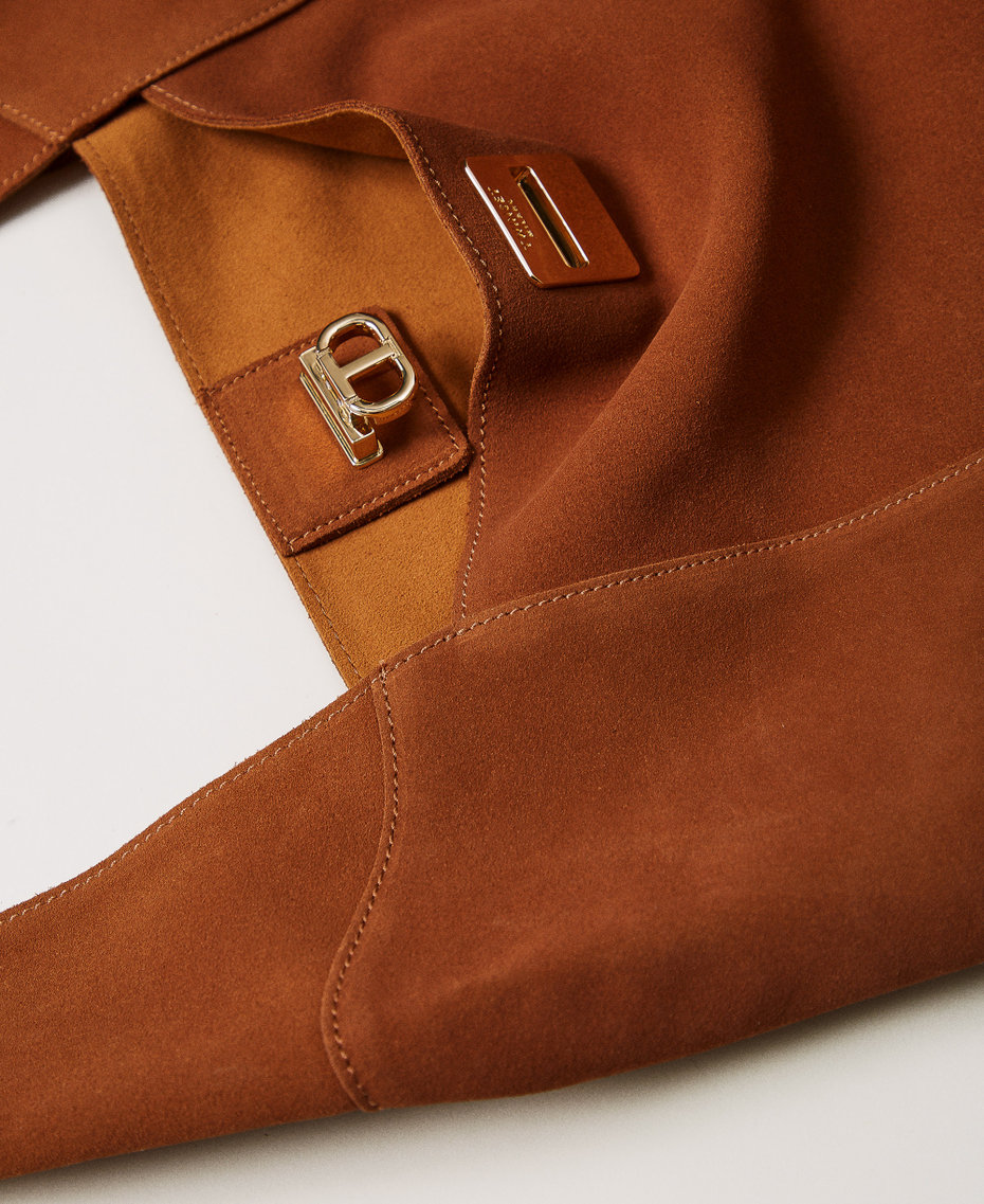 'Ventotene' suede hobo bag Amber Brown Woman 251TS8011_12368_03