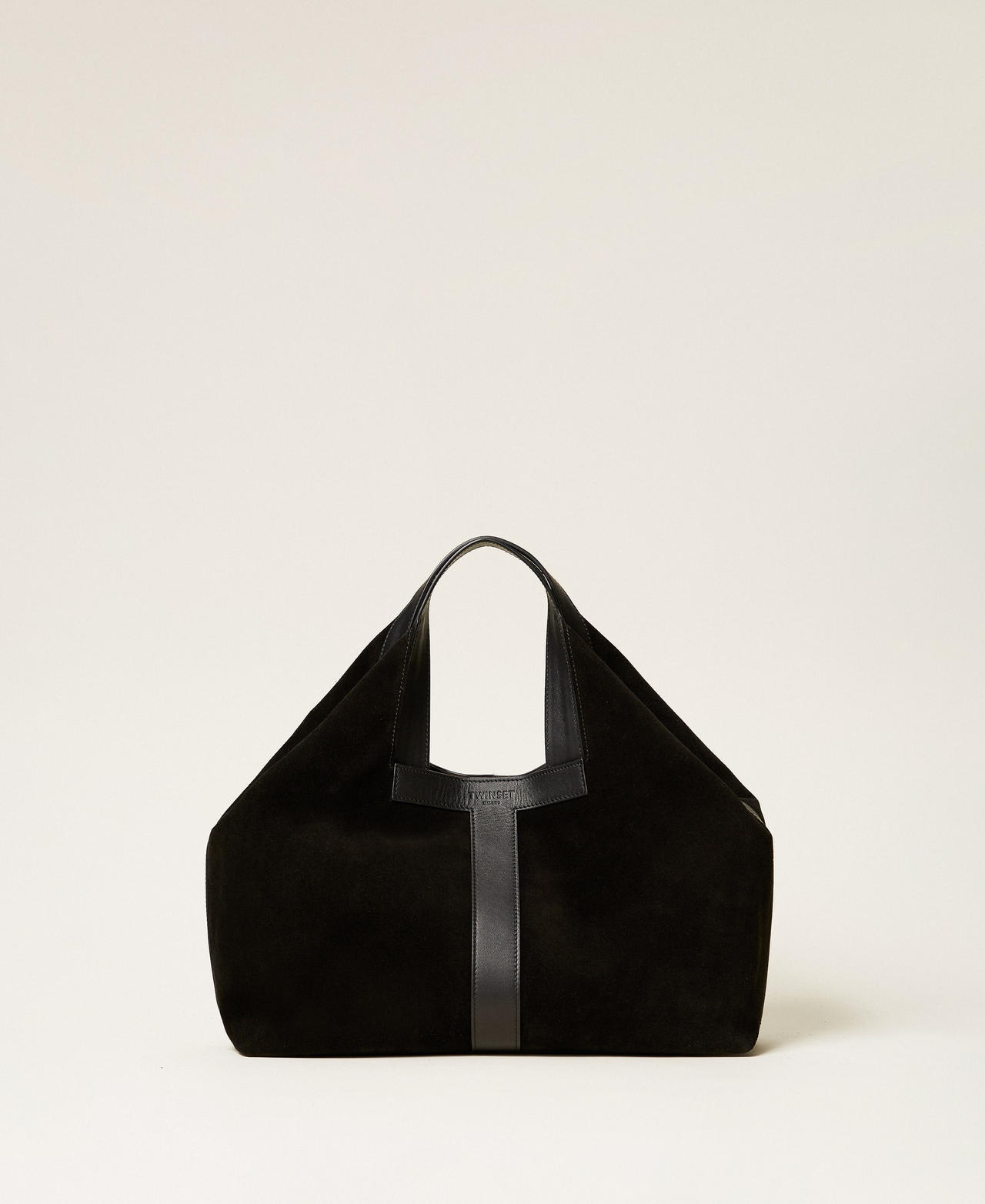 Twinset Women's Black Suede Shopping Bag