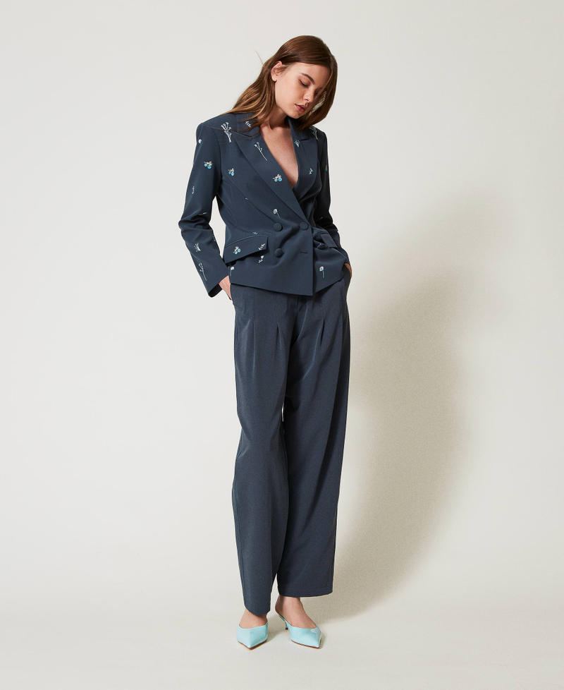 Blazer avec broderie florale Blue Fusion Femme 251AP2080_12372_0T