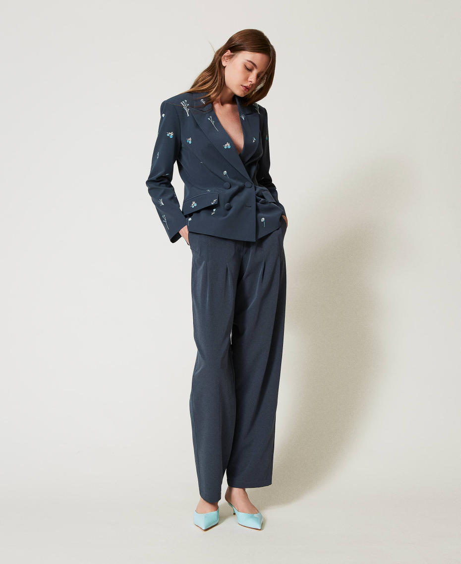 Blazer avec broderie florale Blue Fusion Femme 251AP2080_12372_0T