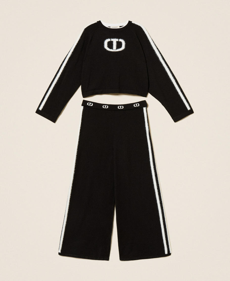 Pull avec logo et pantalon ample Bicolore Noir/Blanc Cassé Fille 252GJ301A_11656_S0