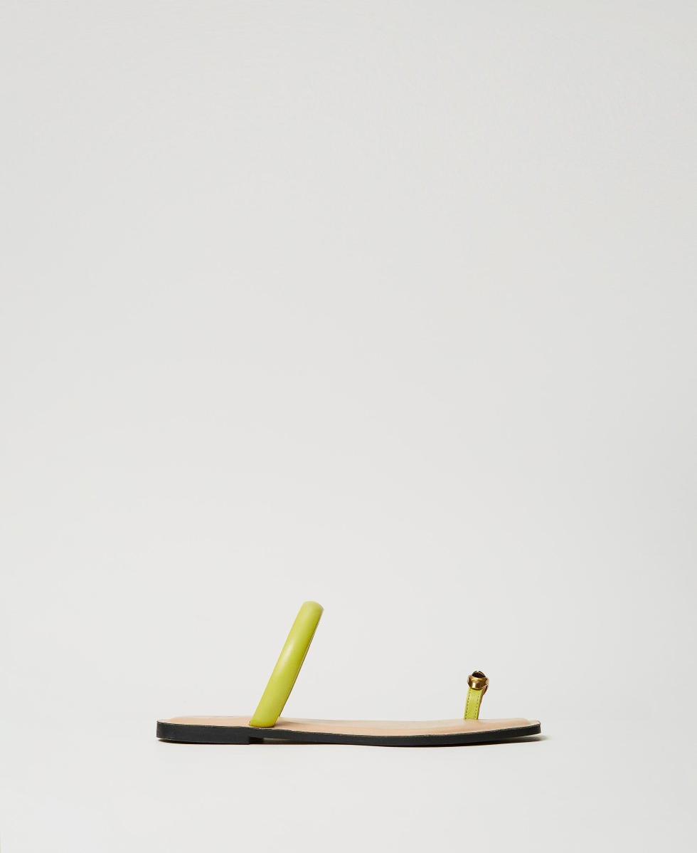 Slide sandals with jewel detail