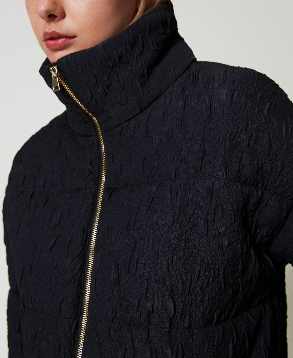 Embossed short puffer jacket Black Woman 242AT2023_00006_05