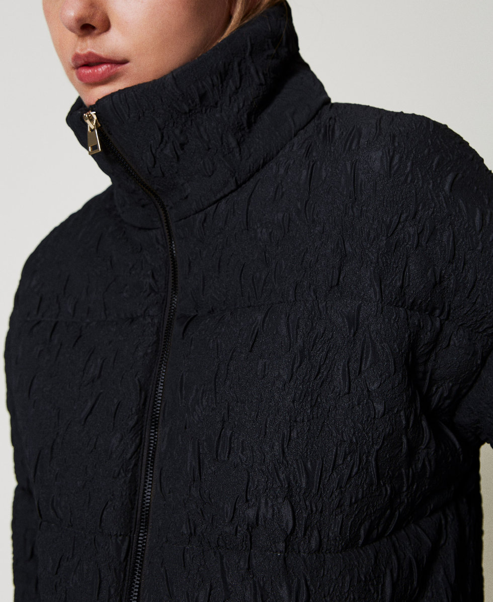 Embossed short puffer jacket Black Woman 242AT2023_00006_05
