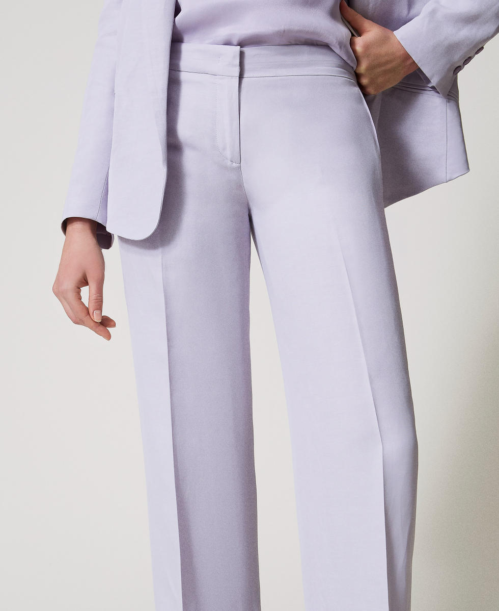 Straight trousers with pockets Lilac Flowers Woman 251TT2303_00703_04