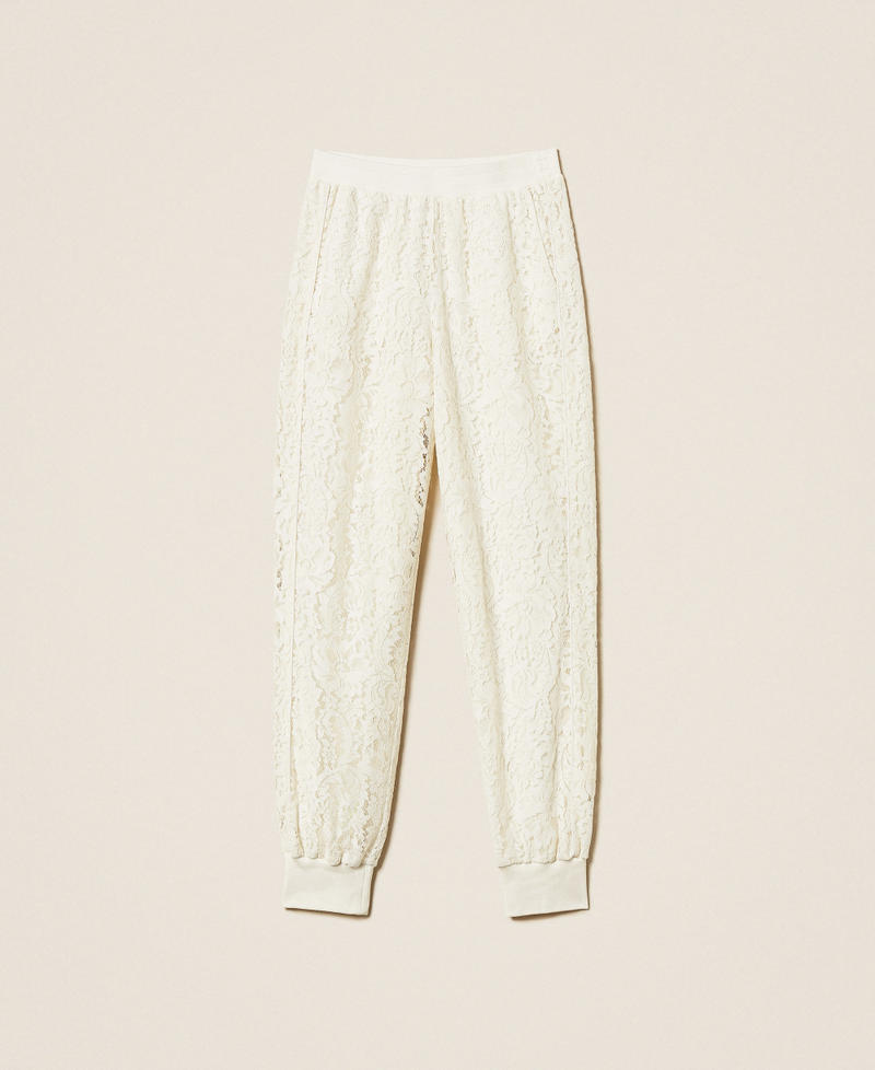 Joggers aus Spitze Mattweiß Frau 252LL2JBB_00526_S0