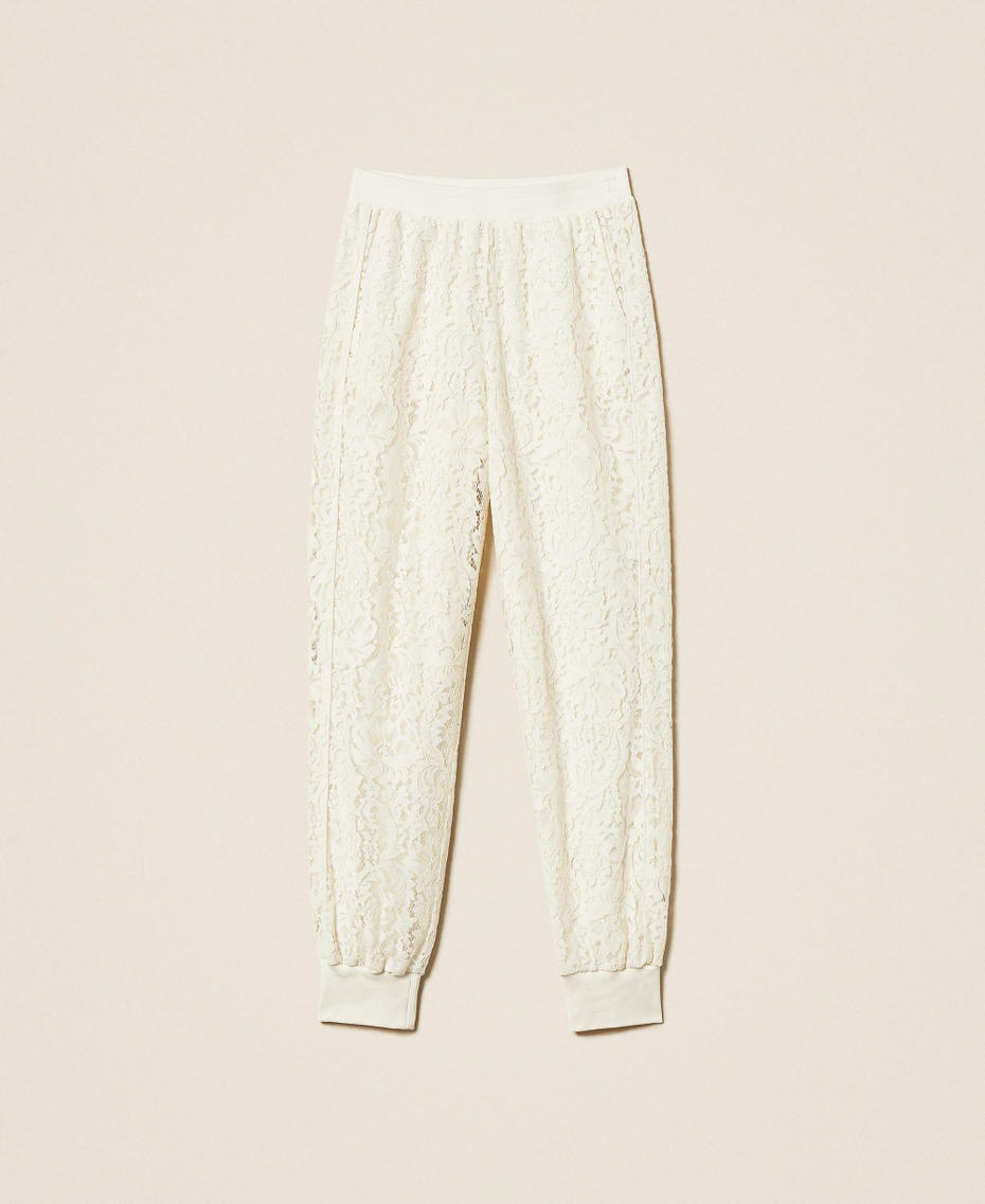 Joggers aus Spitze Mattweiß Frau 252LL2JBB_00526_S0