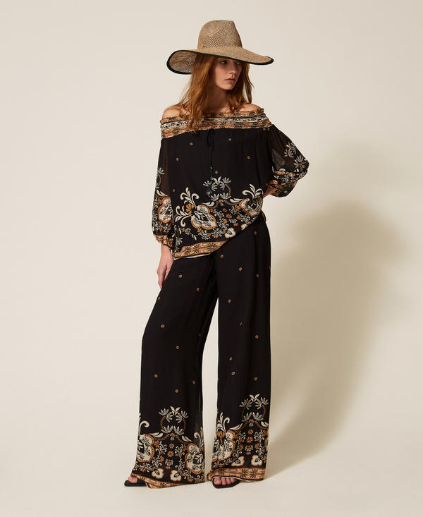 Blouse en cr&ecirc;pe georgette imprim&eacute;