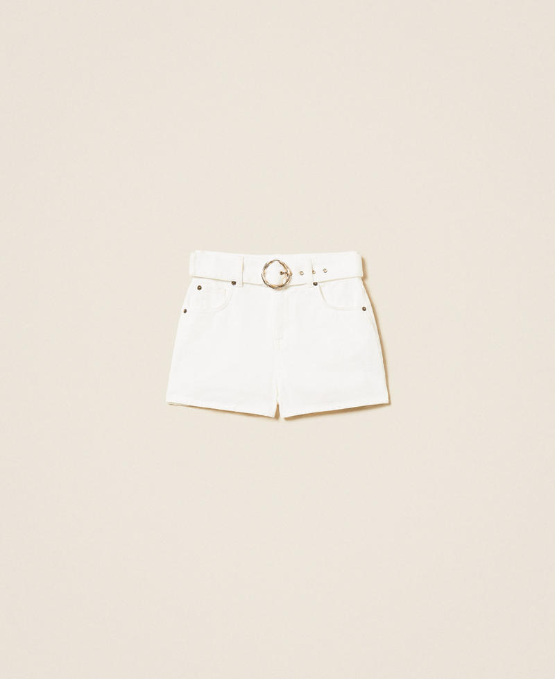 Bull denim shorts with belt White Snow Woman 261TT2471_00282_S0