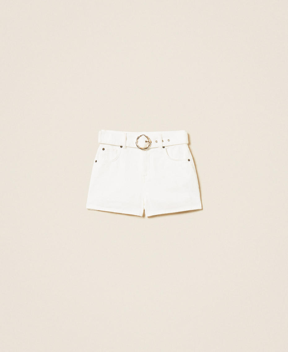 Bull denim shorts with belt White Snow Woman 261TT2471_00282_S0