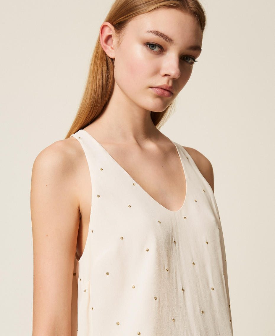Top mit Lurex-Stickerei „Parchment“-Beige Frau 252TP2034_07222_04