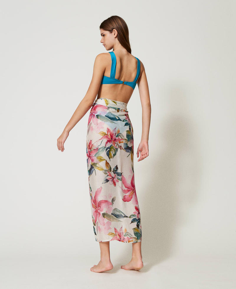 Парео с люрексом и принтом