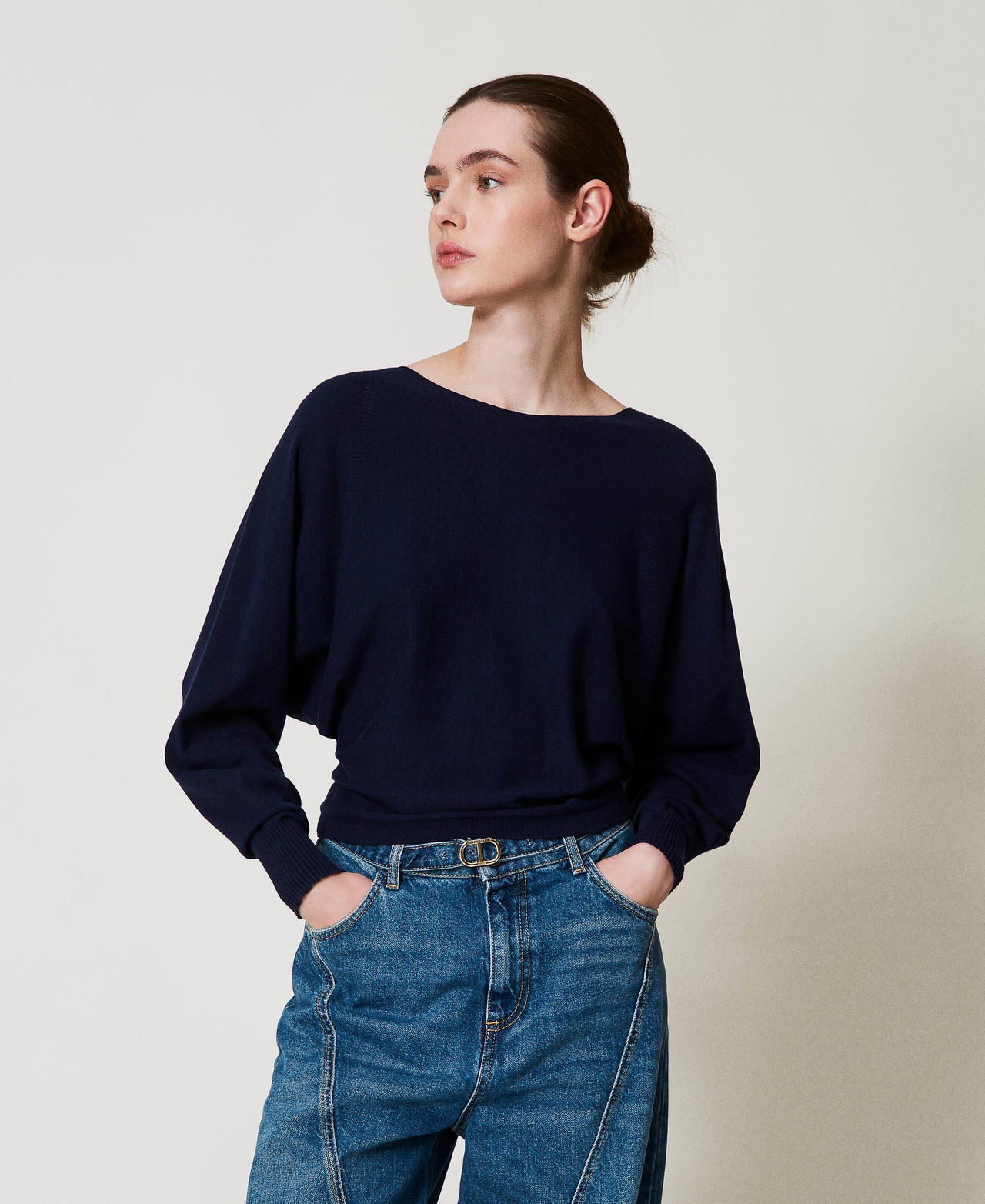 Viscose blend maxi jumper Blue Night Woman 251TP3533_00238_02