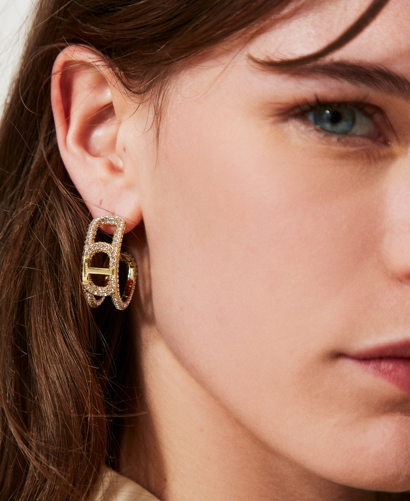 Earrings with Oval T chain and rhinestones Crystal Woman 251TO5361_00888_T0