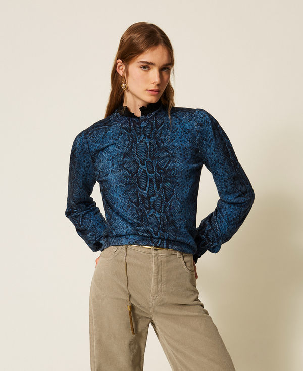 Python-print wool jumper