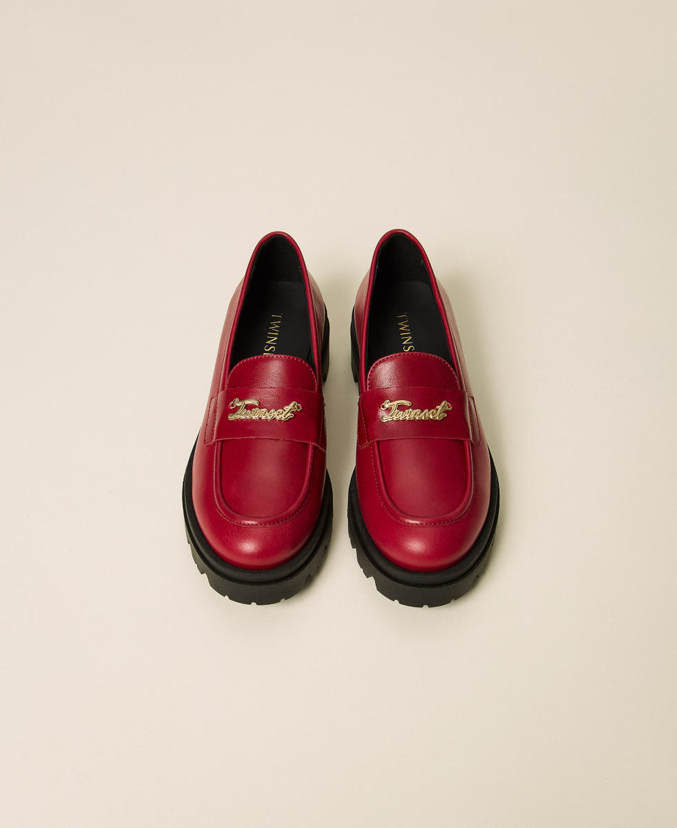 Mocassins en cuir Rouge Rubis Fille 262GCJ022_13704_04