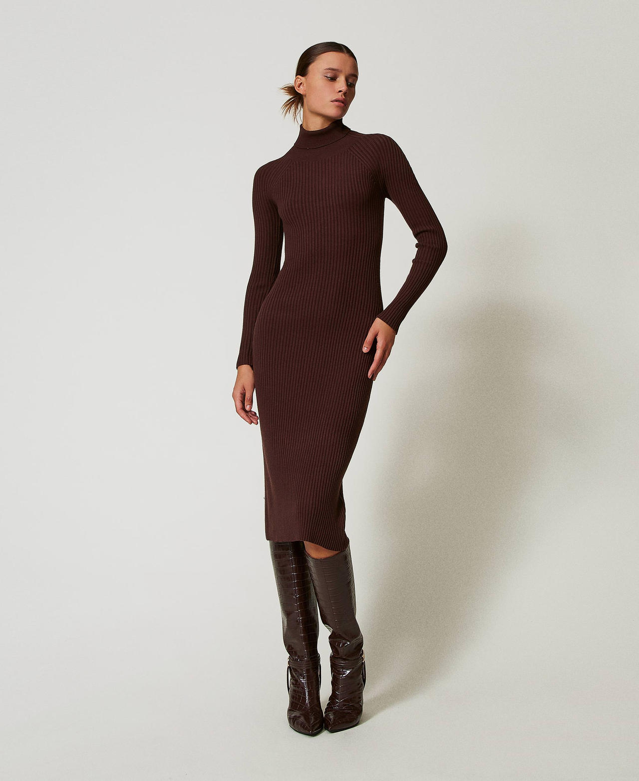 Robe longue maille cotelee online