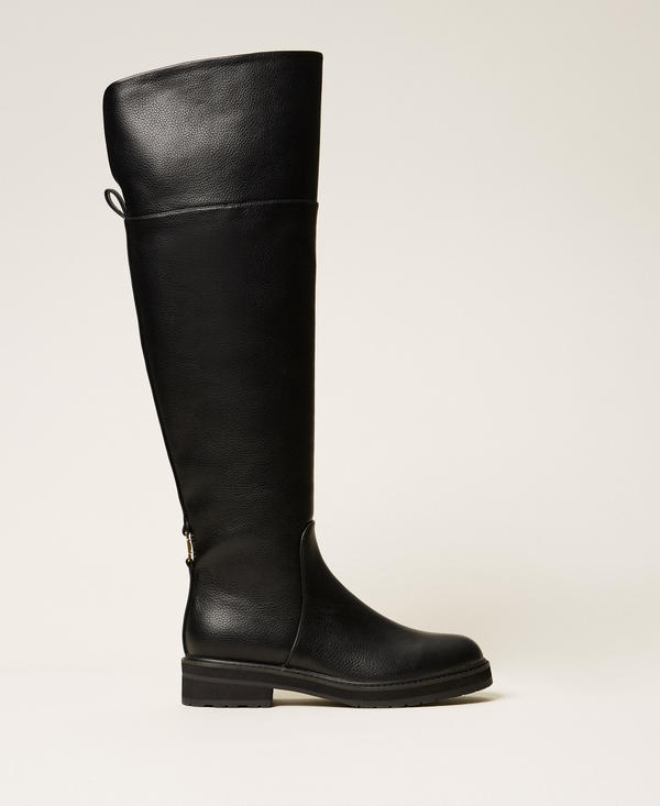 High boots with logo