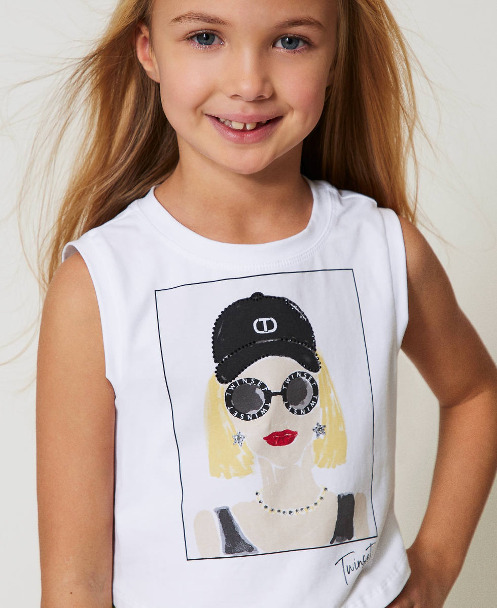 Top cropped avec imprim&eacute; et strass Imprim&eacute; Girl/Ice Fille 251GJ2483_12332_04