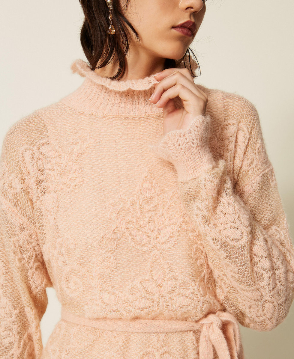 Maxijersey de mezcla de alpaca de jacquard Rosa &laquo;Peachy Keen&raquo; Mujer 262TP3342_11947_04