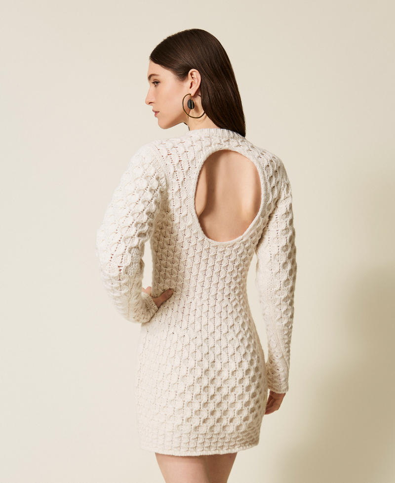 Wool and cashmere short knit dress White Snow Woman 252TS3160_00282_03