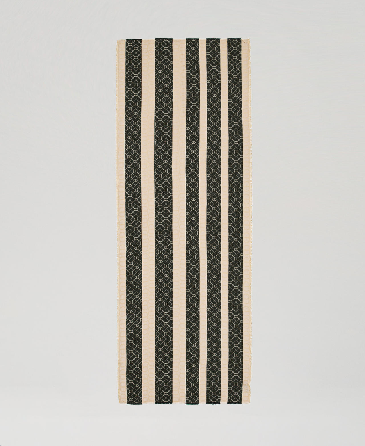 Jacquard stole with Oval T all over Two-tone Black/Delicate Beige Woman 251TA4210_12213_05