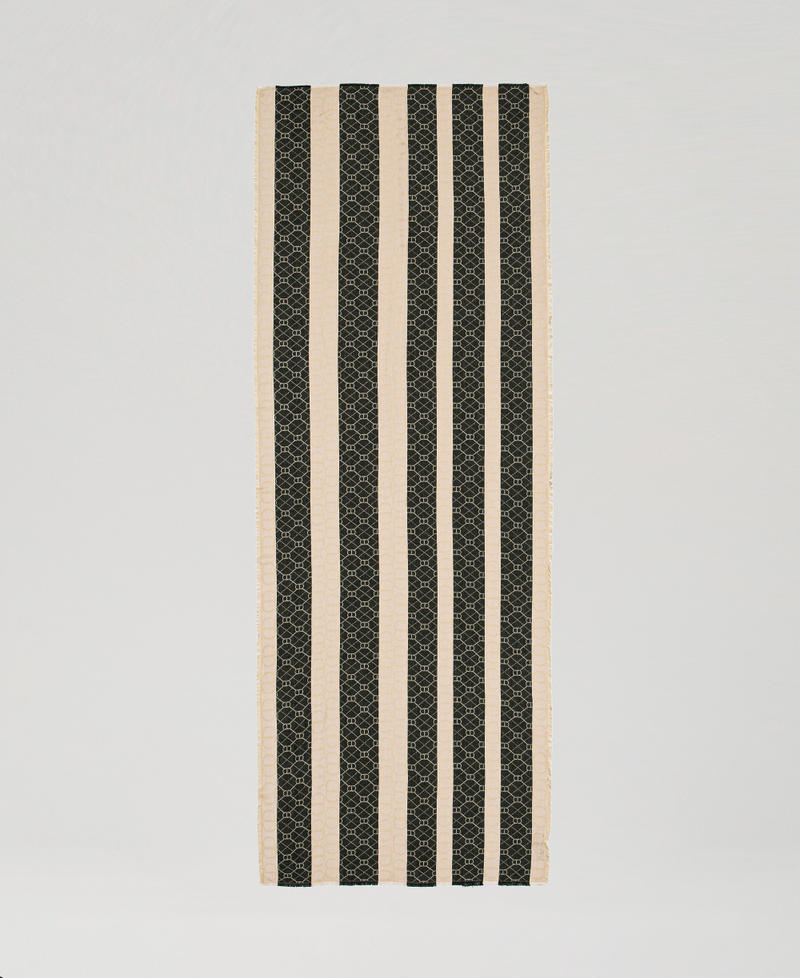 Jacquard stole with Oval T all over Two-tone Black/Delicate Beige Woman 251TA4210_12213_05