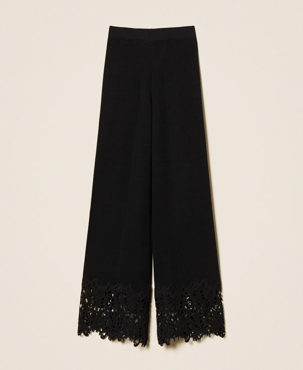 Knit trousers with lace