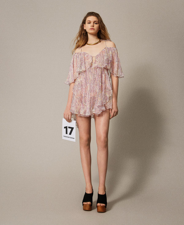 'Panarea' short printed crepon dress