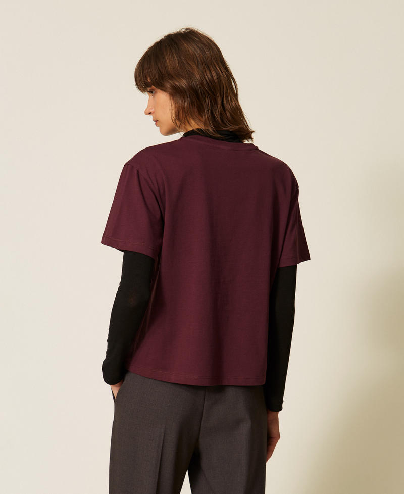 Regular crew neck T-shirt with print Rabbit/"Winetasting" Purple Print Woman 262TF2090_14112_03