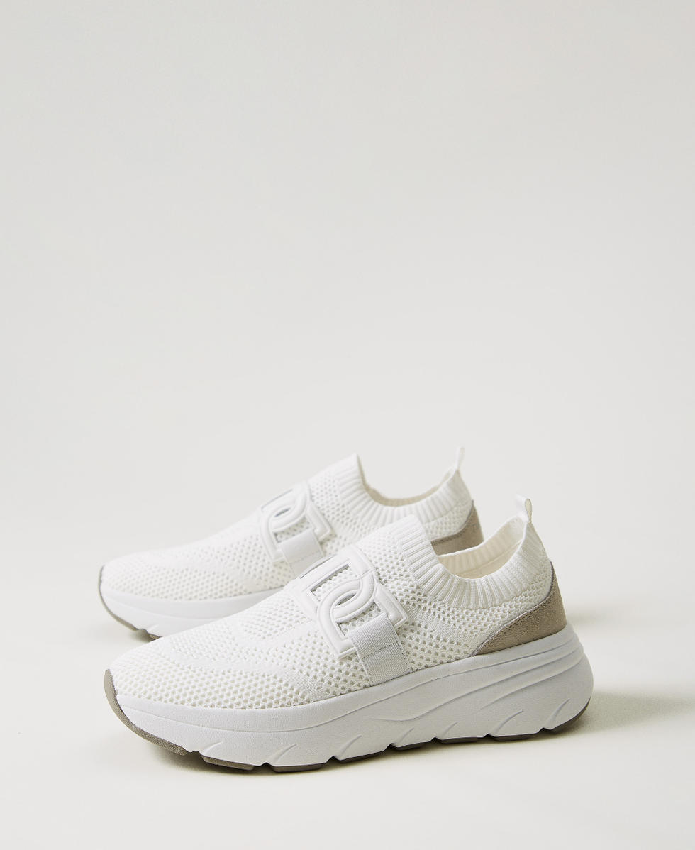 Sneaker running in maglia tecnica Bianco Donna 251TCP02G_00001_02