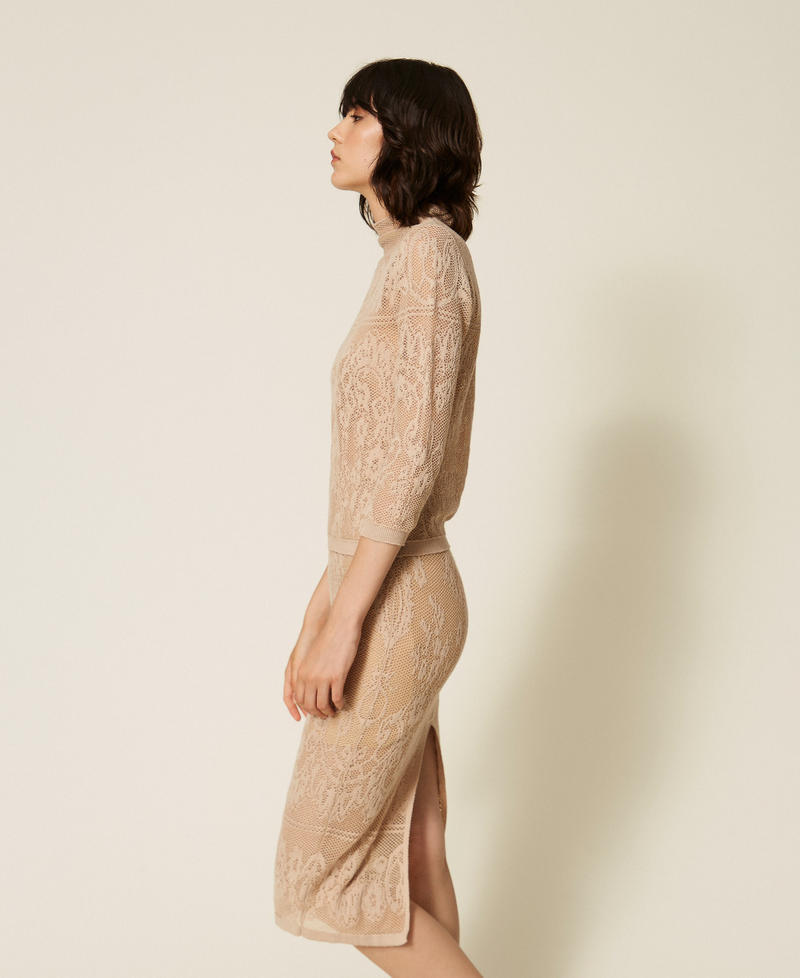 Jacquard knit midi skirt "Light Nougat" Beige Woman 262TF3032_14066_01