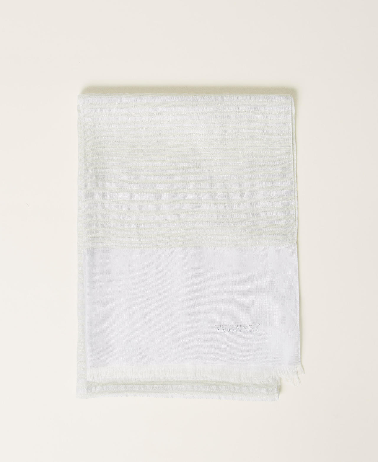 Jacquard striped scarf with lurex Water Green Woman 251TO5490_12371_01