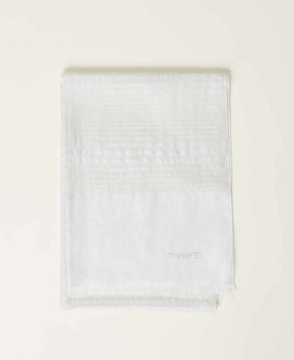 Jacquard striped scarf with lurex
