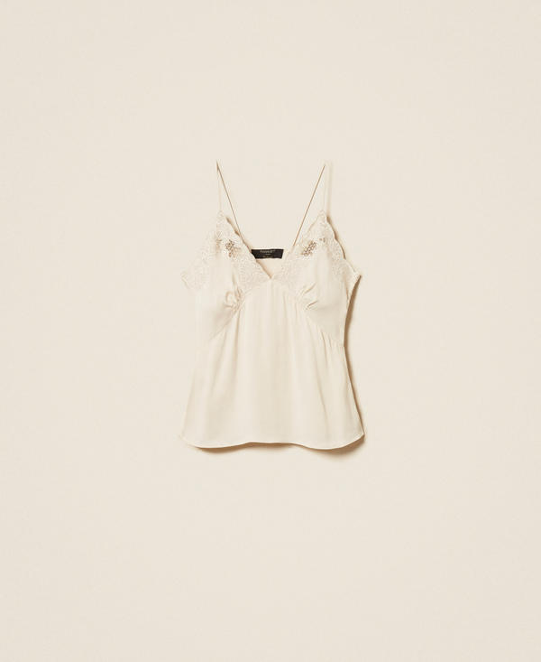 Envers satin top with embroidery