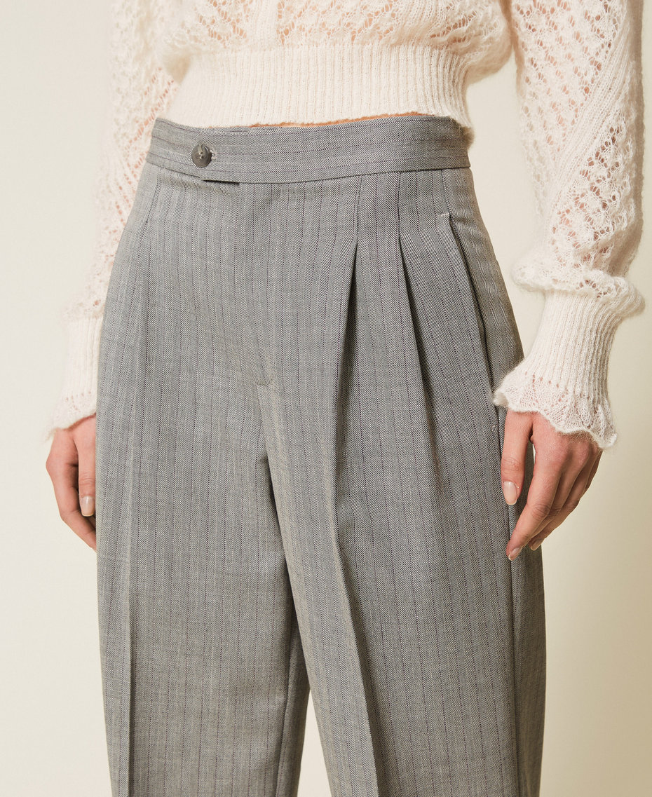 Wool  blend sartorial trousers Light Grey Pinstripe Woman 252TP2632_12738_04