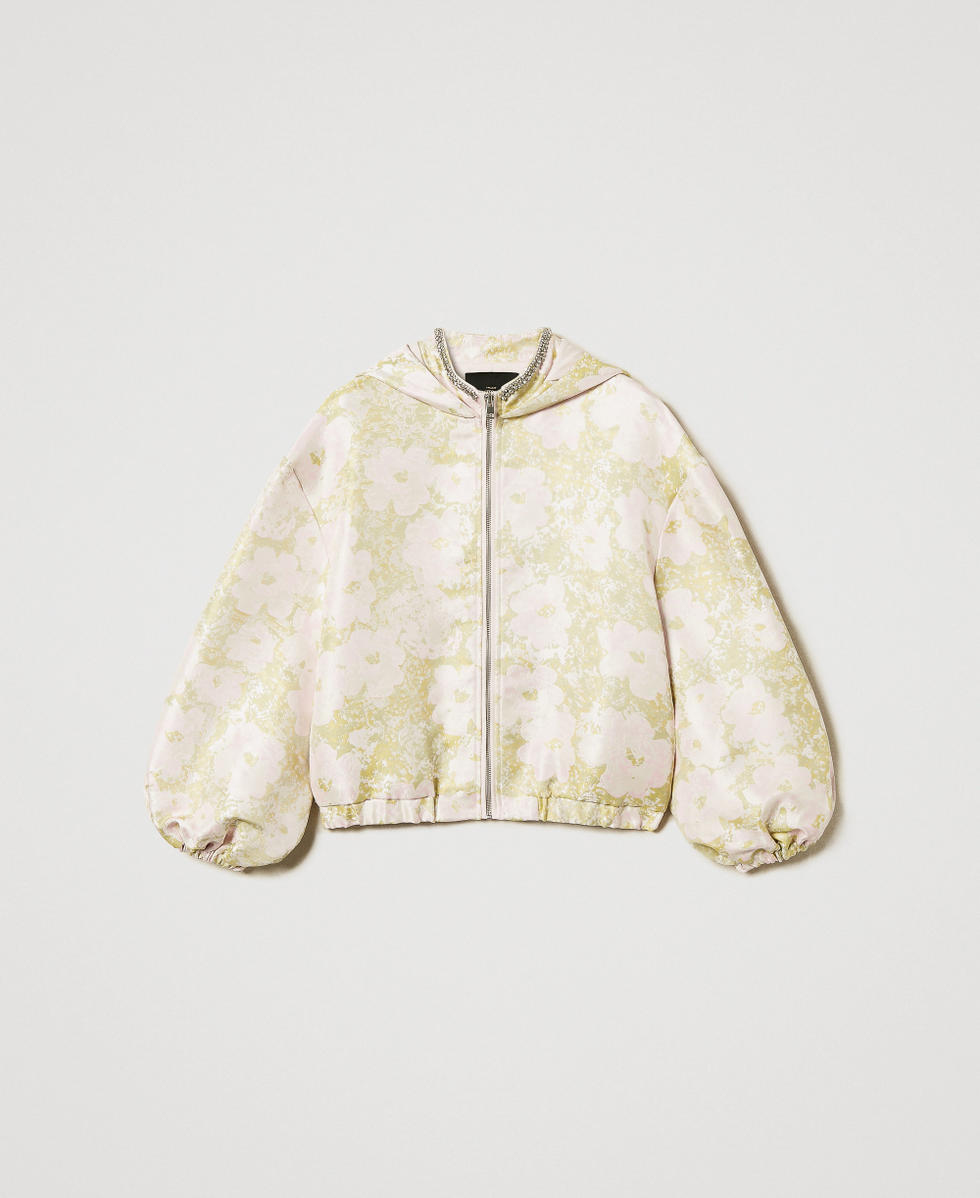 Jacquard bomber with hand embroidery