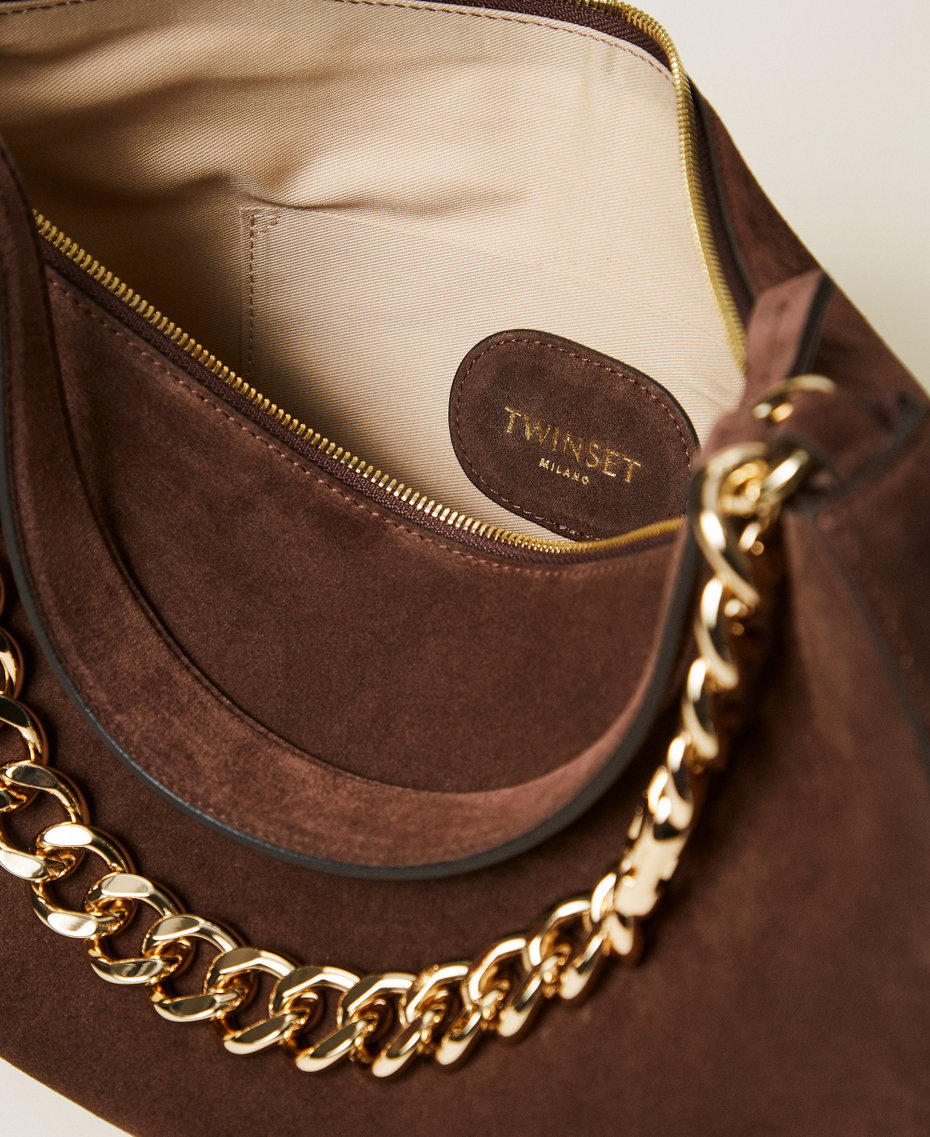 'Liliane' medium suede bag Coffee Woman 252TB7162_14240_03
