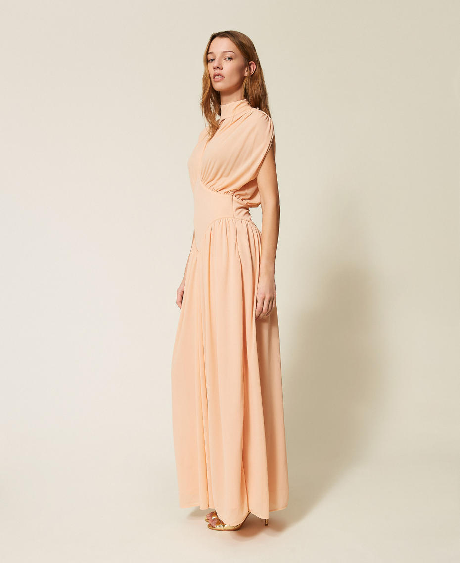 Full length dress with gathering "Candy Peach" Pink Woman 261TP2601_00867_02