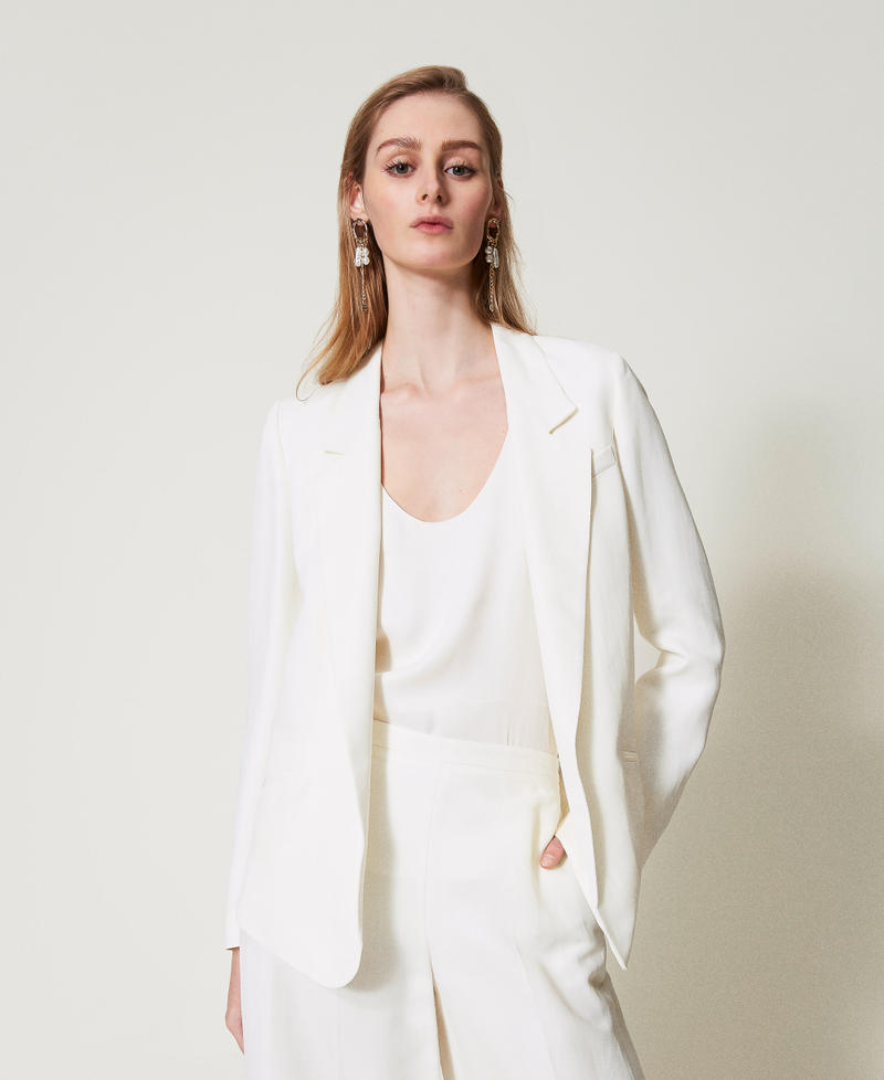 Blazer with rounded bottom hem Sugar White Woman 251TT2300_00632_01