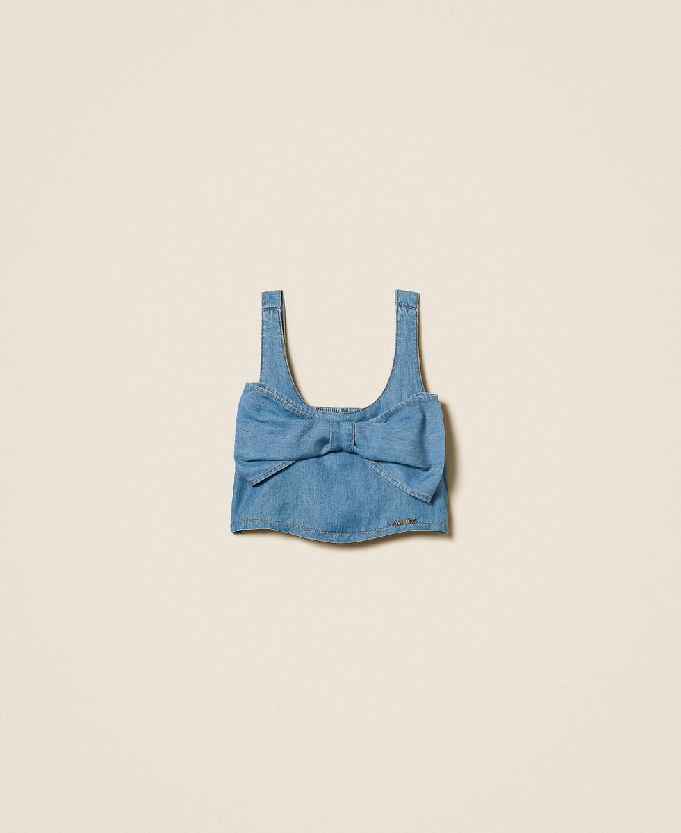 Top cropped con maxilazo Cambray Mid Blue Ni&ntilde;a 261GJ2071_13235_S0