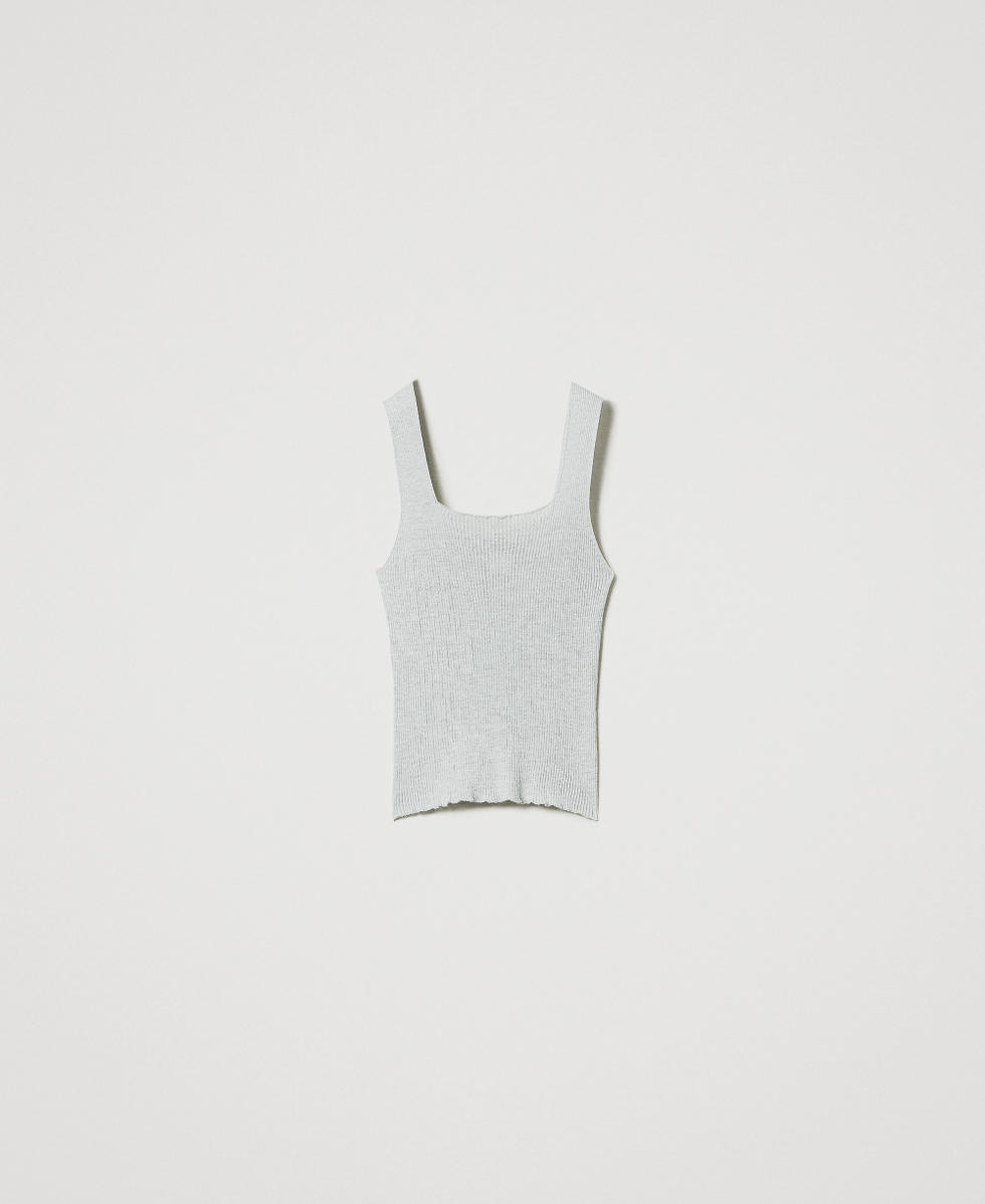 Linen-blend knit top