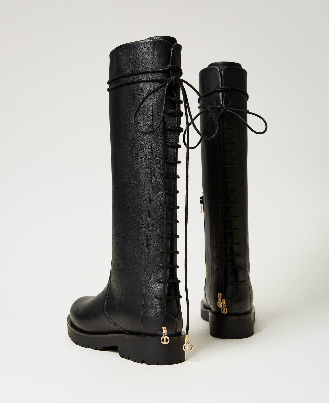 Lace-up leather boots