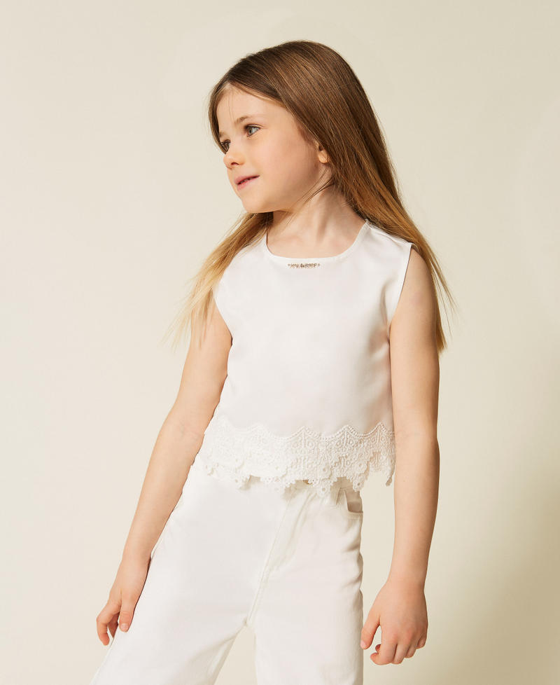 Girls&rsquo; cropped duchesse top Off White Girl 261GB2041_00526_01