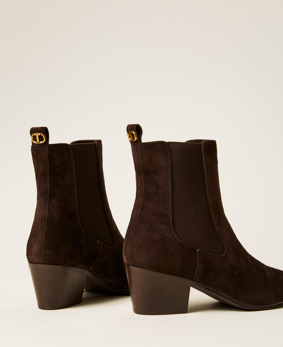 Suede leather Texas ankle boots Black Chocolate Woman 252TGT170_11054_03