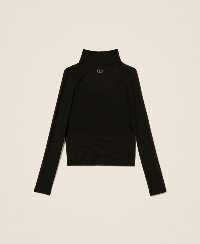 Tulle top with logo Black Girl 252GJ2310_00006_S0