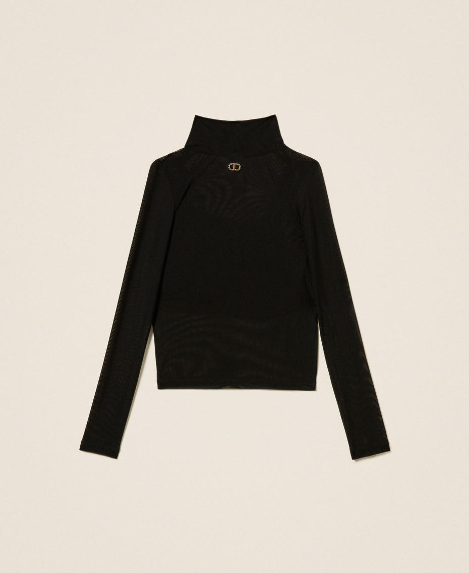 Tulle top with logo Black Girl 252GJ2310_00006_S0